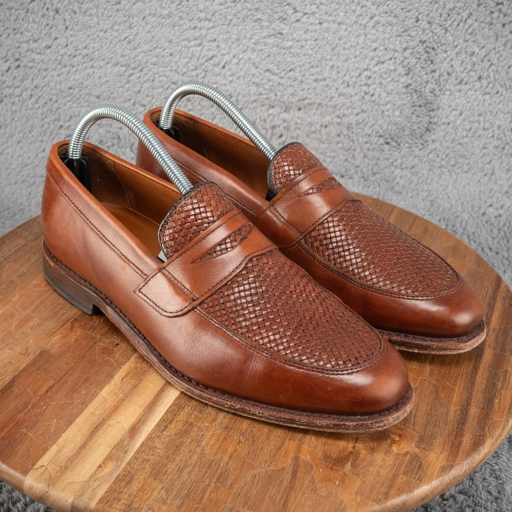 Allen Edmonds Men's Brown Chili Lake Bluff Weave Penny Loafers 9 D 1088 Shoes